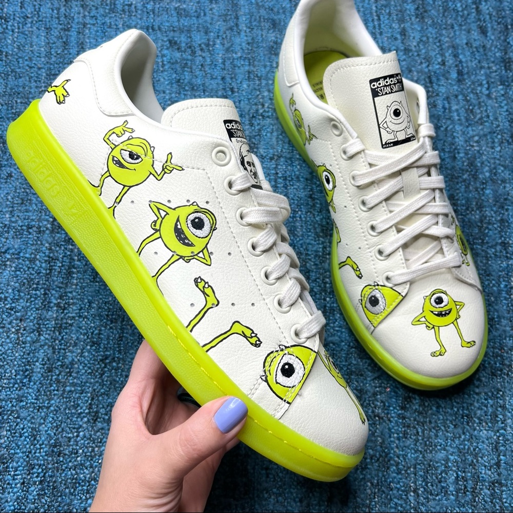 Adidas Stan Smith Monsters Inc Mike Wazowski Sneakers in White Green